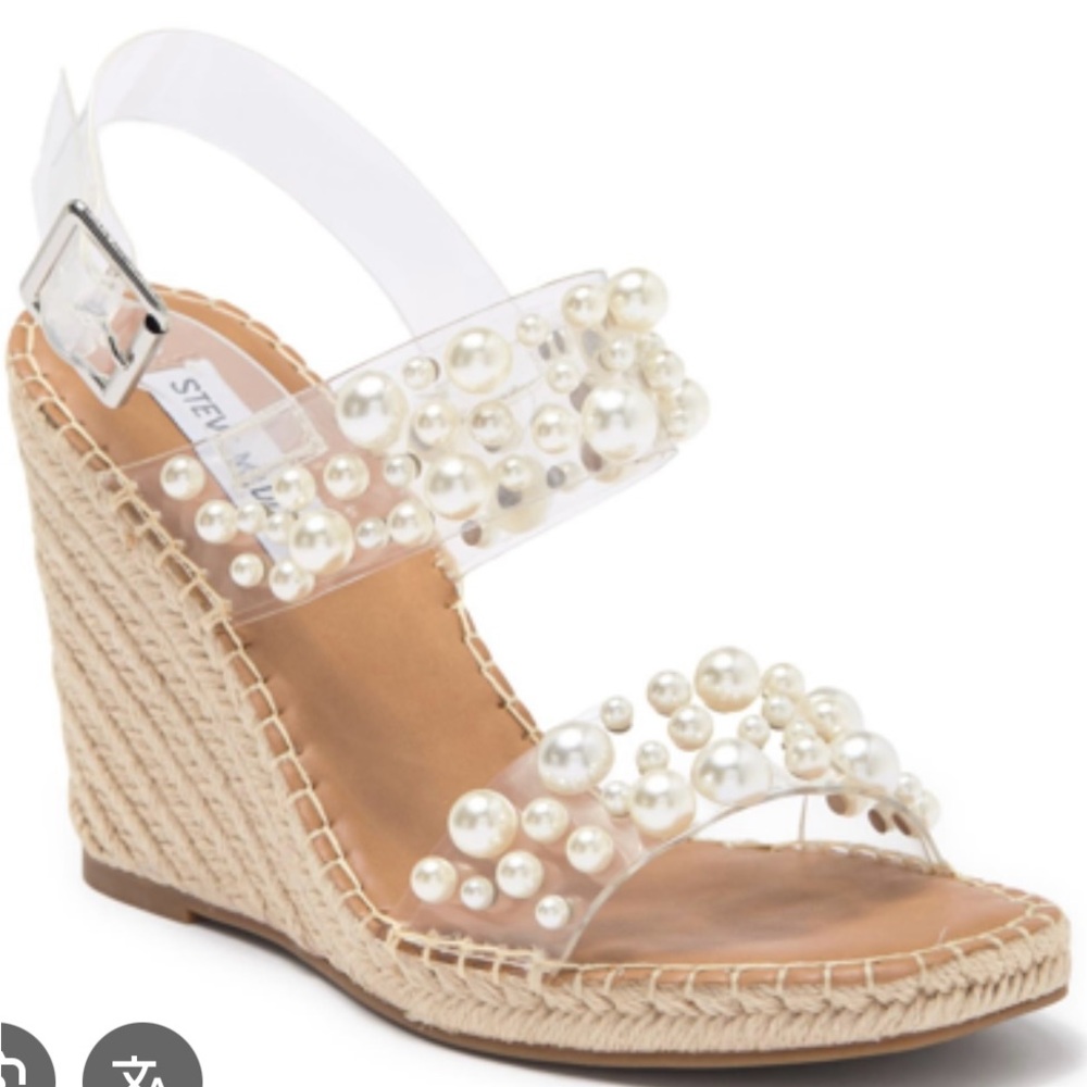 Steve Madden Pearl Embellished Wedges - Cream